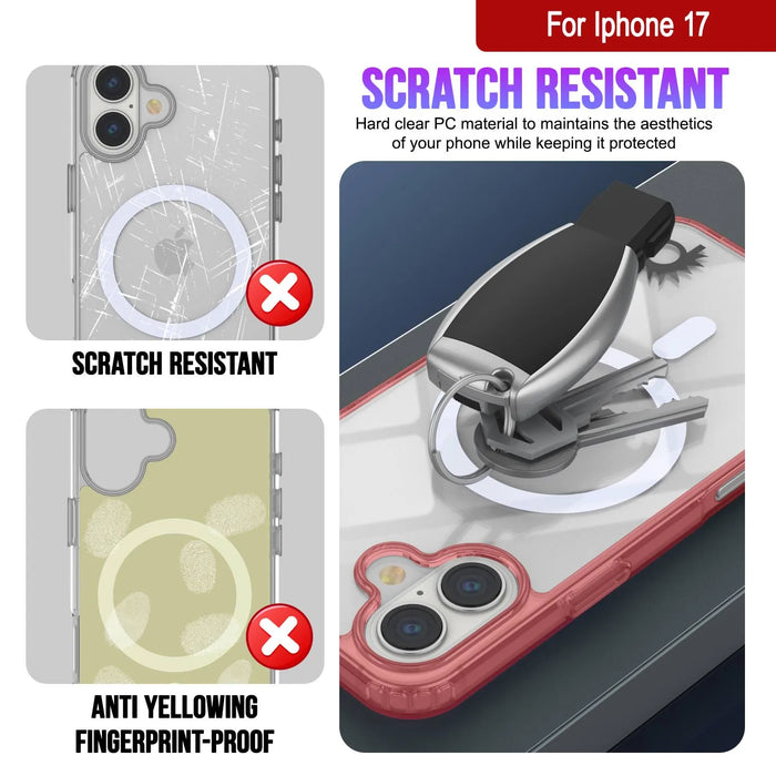 Punkcase iPhone 17 Magnetic Wireless Lading Case [Clearmag -Serie] [Red]