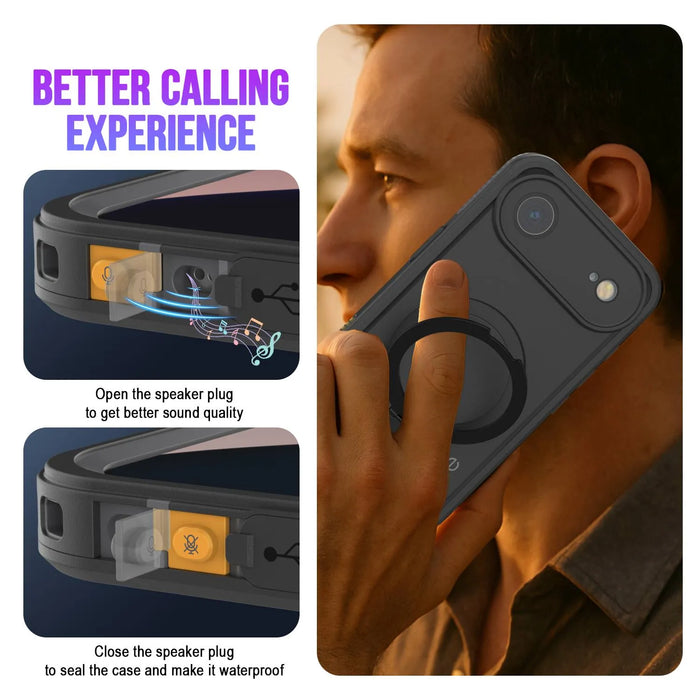 Wasserdichte iPhone 17 Air-Hülle [Kickstud 2.0-Serie] IP68-Schutzhülle mit Displayschutzfolie und Ständer [Grau]