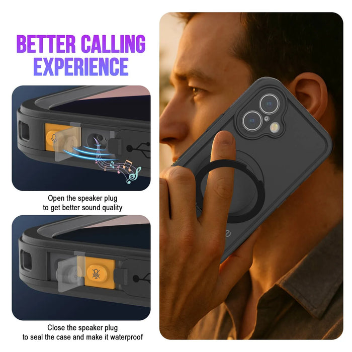 Wasserdichte iPhone 17-Hülle [Kickstud 2.0-Serie] IP68-Schutzhülle mit Displayschutzfolie und Ständer [Weiß]