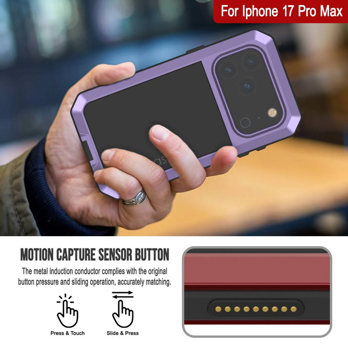 iPhone 17 Pro Max Metal Case, Heavy Duty Military Grade -Rüstungsabdeckung [Stoßdämpfer] Ganzkörper hart [Dunkelgrün]