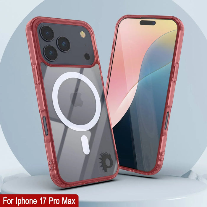 Punkcase iPhone 17 Pro Max Magnetic Wireless Lading Case [Clearmag -Serie] [Red]
