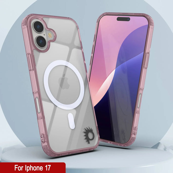 Punkcase iPhone 17 Magnetic Wireless Lading Case [Clearmag -Serie] [Rose]