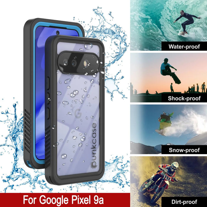Google Pixel 9A Water of Case, PunkCase [Extreme Series] Panzerabdeckung mit integriertem Bildschirmschutz [hellblau]