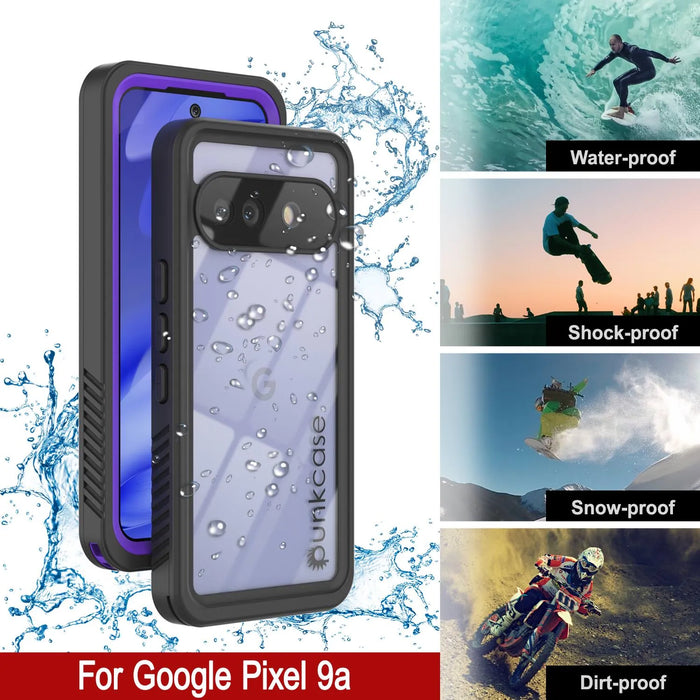 Google Pixel 9A Water of Case, PunkCase [Extreme Series] Panzerabdeckung mit integriertem Bildschirmschutz [lila]
