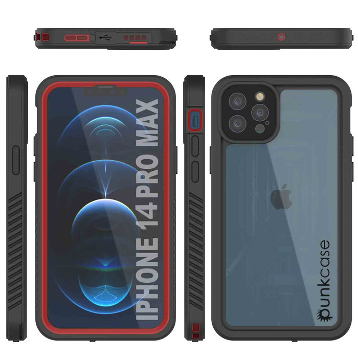 iPhone 14 Pro Max Waterproof Case, Punkcase [Extreme Series] Armor Cover W/ Built In Screen Protector [Red] (Color in image: Teal)