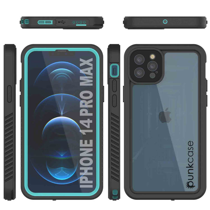 iPhone 14 Pro Max Waterproof Case, Punkcase [Extreme Series] Armor Cover W/ Built In Screen Protector [Teal] (Color in image: Red)