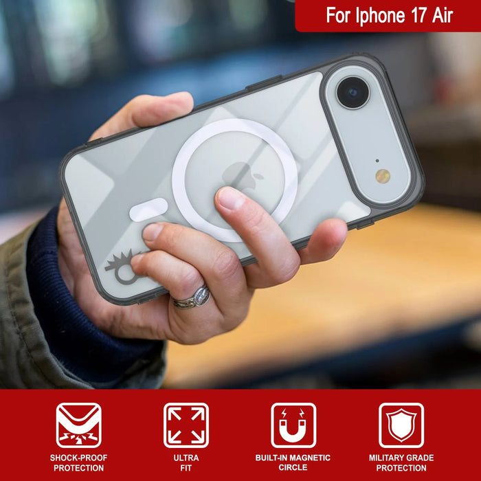 Punkcase iPhone 17 Air Magnetic Wireless Lading Case [Clearmag -Serie] [Black]