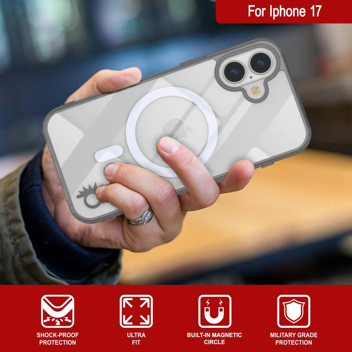 Punkcase iPhone 17 Magnetic Wireless Lading Case [Clearmag -Serie] [Silber]