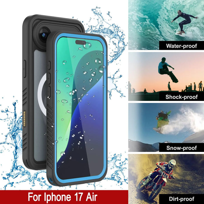 iPhone 17 Luftwaterdichte Hülle, Punkcase [Extreme Series] Panzerabdeckung mit integriertem Bildschirmschutz [Marineblau]