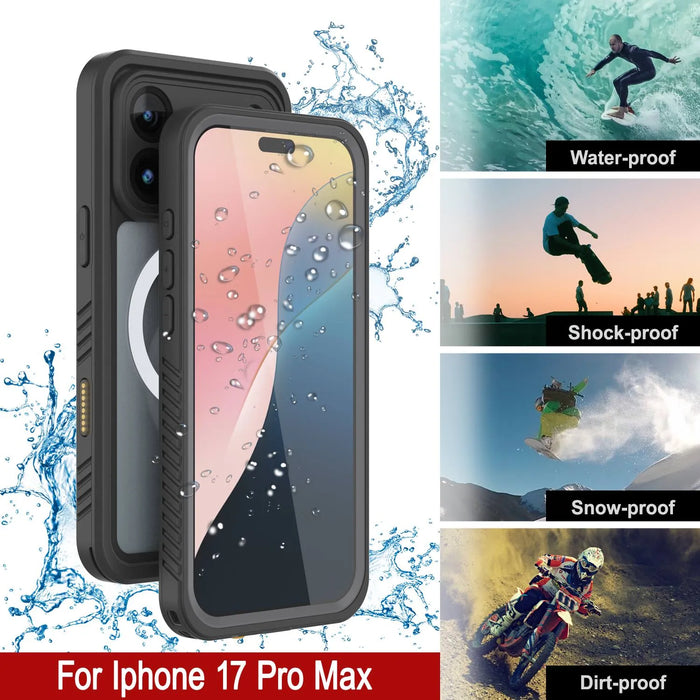 iPhone 17 Pro Max Water of Water of Case, PunkCase [Extreme Mag -Serie] Panzerabdeckung mit integriertem Bildschirmschutz [Gray]