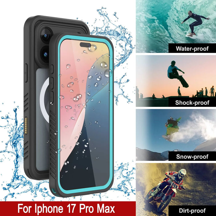 iPhone 17 Pro Max Water of Water of Case, PunkCase [Extreme Series] Panzerabdeckung mit integriertem Bildschirmschutz [Teal]