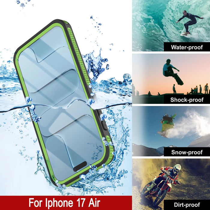 Wasserdichte iPhone 17 Air-Hülle [Kickstud 2.0-Serie] IP68-Schutzhülle mit Displayschutzfolie und Ständer [Grün]