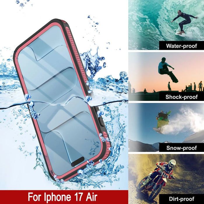 Wasserdichte iPhone 17 Air-Hülle [Kickstud 2.0-Serie] IP68-Schutzhülle mit Displayschutzfolie und Ständer [Pink]