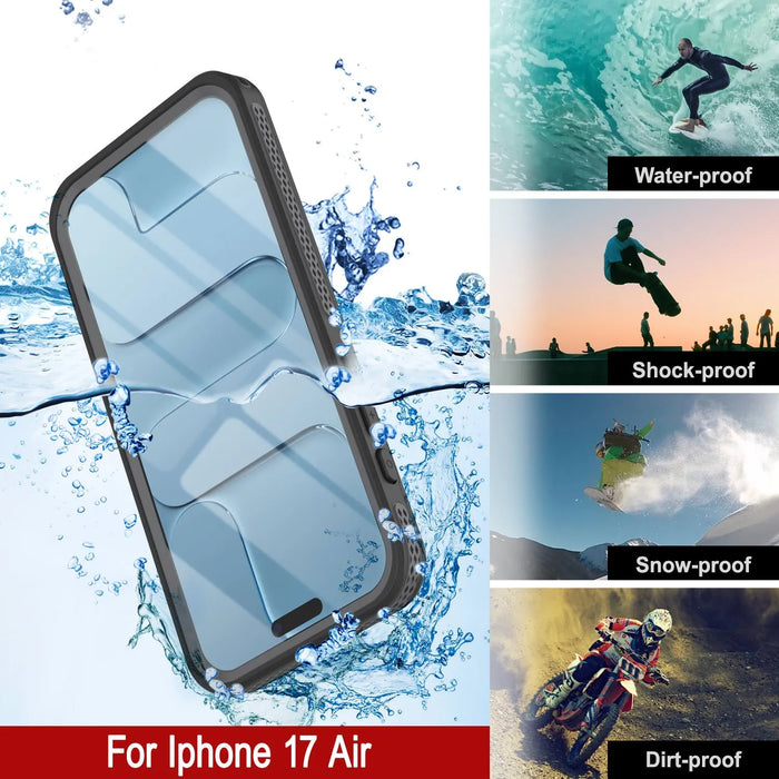 Wasserdichte iPhone 17 Air-Hülle [Kickstud 2.0-Serie] IP68-Schutzhülle mit Displayschutzfolie und Ständer [Grau]