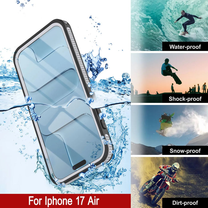 Wasserdichte iPhone 17 Air-Hülle [Kickstud 2.0-Serie] IP68-Schutzhülle mit Displayschutzfolie und Ständer [Weiß]