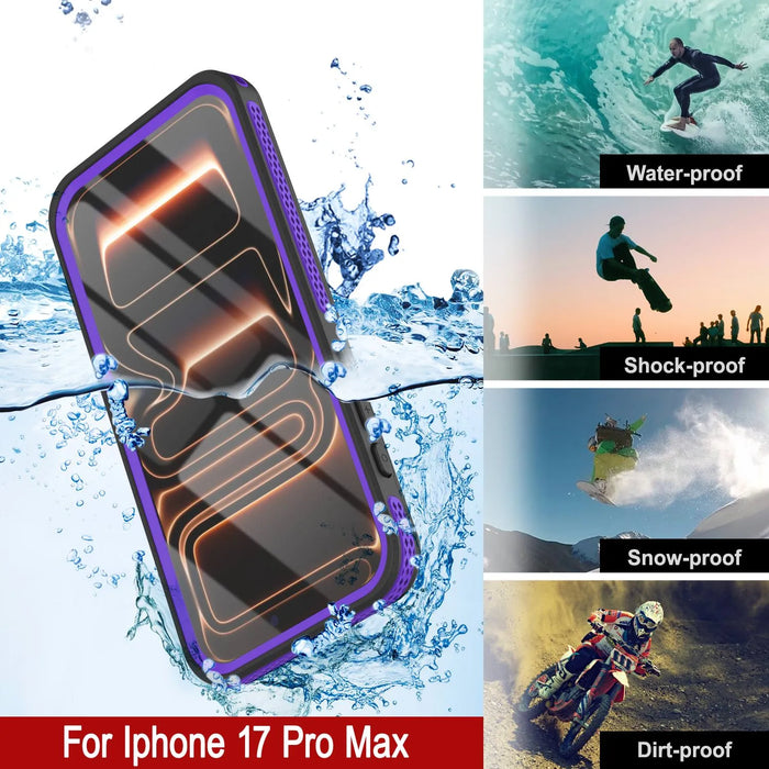 Wasserdichte iPhone 17 Pro Max-Hülle [Kickstud 2.0-Serie] IP68-Schutzhülle mit Displayschutzfolie und Ständer [Lila]