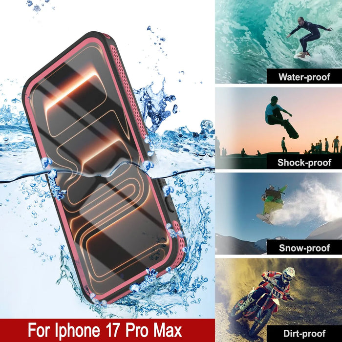 Wasserdichte iPhone 17 Pro Max-Hülle [Kickstud 2.0-Serie] IP68-Schutzhülle mit Displayschutzfolie und Ständer [Pink]