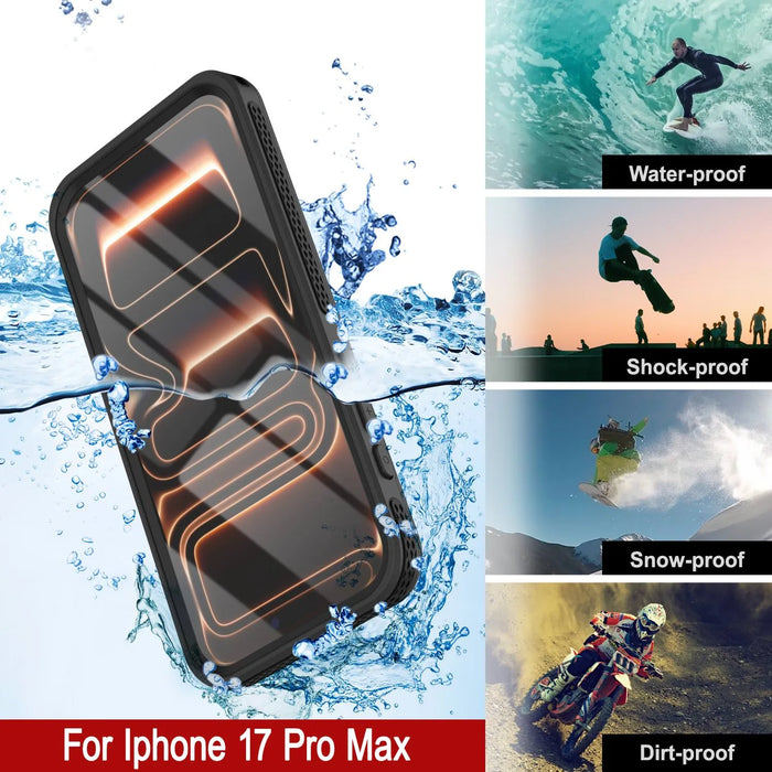 Wasserdichte iPhone 17 Pro Max-Hülle [Kickstud 2.0-Serie] IP68-Schutzhülle mit Displayschutzfolie und Ständer [Schwarz]
