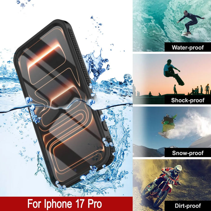 Wasserdichte iPhone 17 Pro-Hülle [Kickstud 2.0-Serie] IP68-Schutzhülle mit Displayschutzfolie und Ständer [Schwarz]