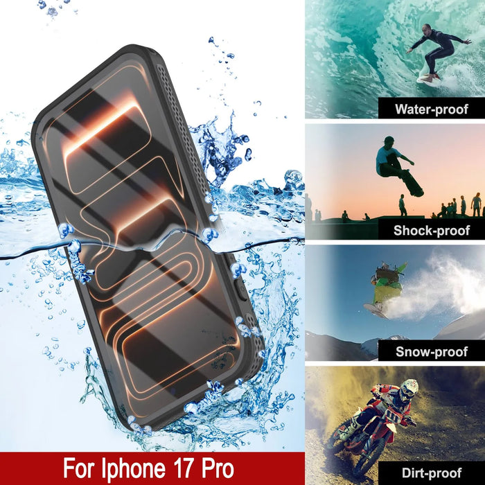 Wasserdichte iPhone 17 Pro-Hülle [Kickstud 2.0-Serie] IP68-Schutzhülle mit Displayschutzfolie und Ständer [Grau]
