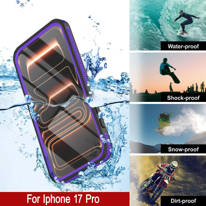 Wasserdichte iPhone 17 Pro-Hülle [Kickstud 2.0-Serie] IP68-Schutzhülle mit Displayschutzfolie und Ständer [Lila]