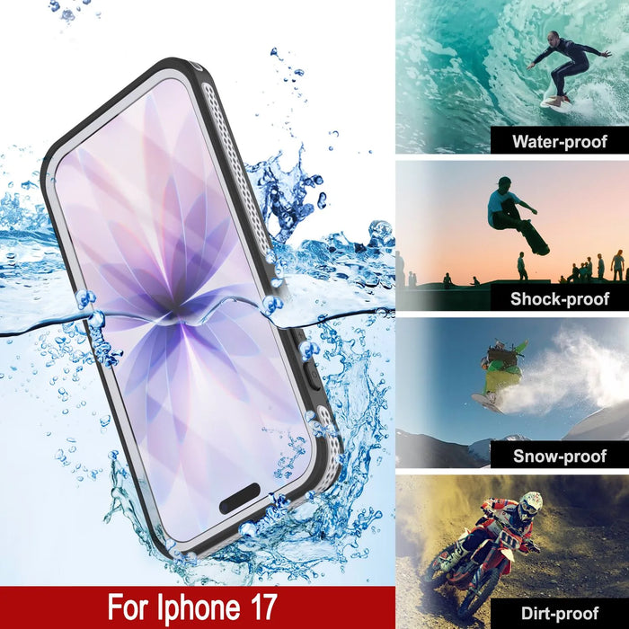 Wasserdichte iPhone 17-Hülle [Kickstud 2.0-Serie] IP68-Schutzhülle mit Displayschutzfolie und Ständer [Weiß]