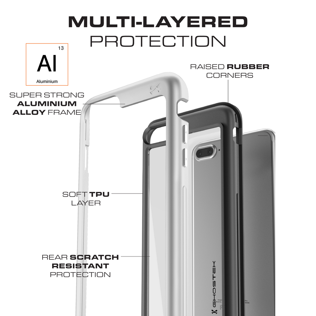 iPhone 8+ Plus Waterproof Case, Ghostek® Atomic Series | Shockproof | Dirt-proof | Snow-proof | Ultra Fit | [PINK] (Color in image: Red)