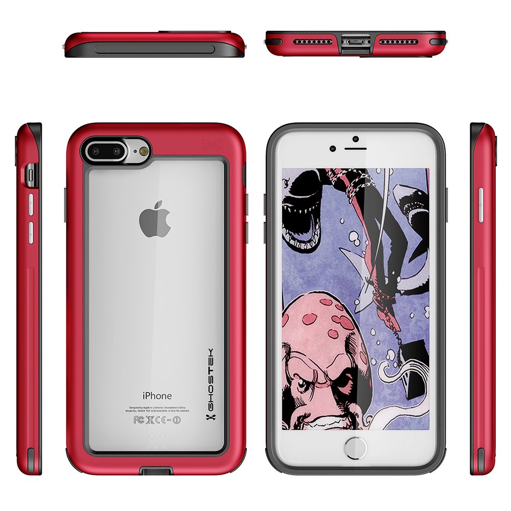iPhone 8+ Plus Waterproof Case, Ghostek® Atomic Series | Shockproof | Dirt-proof | Snow-proof | Ultra Fit | [RED] (Color in image: Gold)
