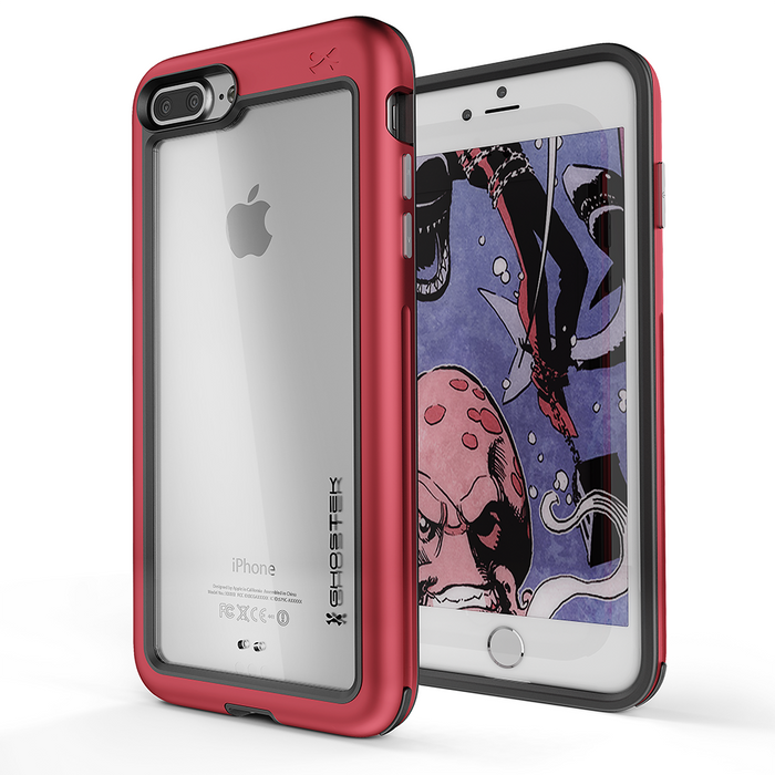iPhone 8+ Plus Waterproof Case, Ghostek® Atomic Series | Shockproof | Dirt-proof | Snow-proof | Ultra Fit | [RED] (Color in image: Red)