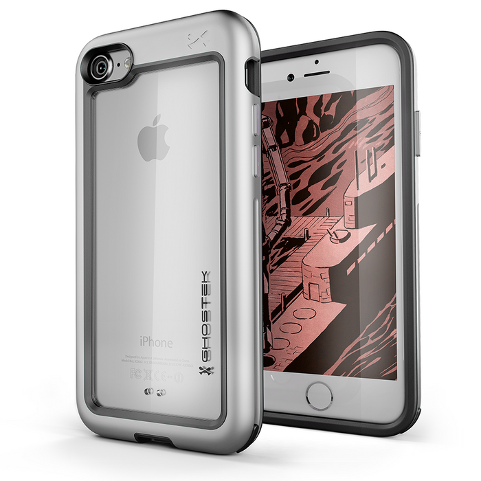 iPhone 8 Waterproof Case, Ghostek® Atomic Series | Shockproof | Dirt-proof | Snow-proof | | Ultra Fit | [SILVER] (Color in image: Silver)