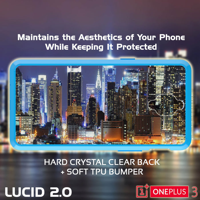 OnePlus 3 Case Punkcase® LUCID 2.0 Light Blue Series w/ SHIELD GLASS Lifetime Warranty Exchange (Color in image: white)