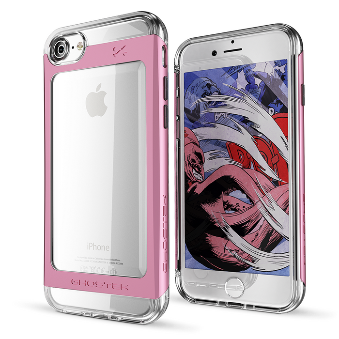 iPhone 7 Case, Ghostek  Cloak 2.0 Pink Series w/ ExplosionProof Screen Protector | Aluminum Frame (Color in image: Pink)