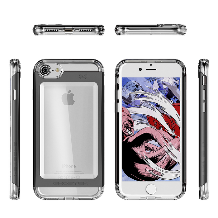 iPhone 8 Case, Ghostek® Cloak 2.0 Series for Apple iPhone 8 Slim Protective Armor Case Cover | Explosion-Proof Screen Protector | Aluminum Frame | TPU Shell | Warranty | Ultra Fit (Black) (Color in image: Silver)