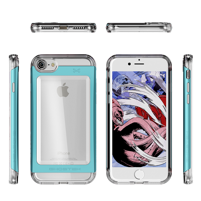iPhone 8 Case, Ghostek® Cloak 2.0 Series for Apple iPhone 8 Slim Protective Armor Case Cover | Explosion-Proof Screen Protector | Aluminum Frame | TPU Shell | Warranty | Ultra Fit (Teal) (Color in image: Black)