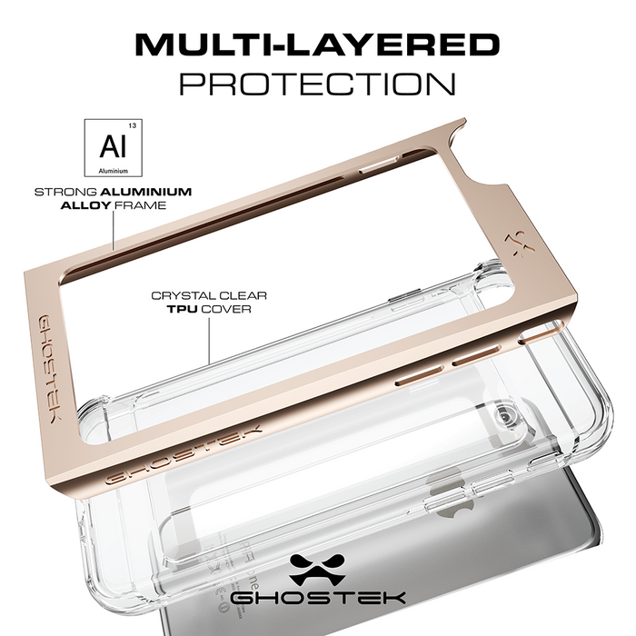 iPhone 7 Case, Ghostek® 2.0  Cloak 2.0 Red Series w/ Explosion-Proof Screen Protector | Aluminum Frame (Color in image: Gold)