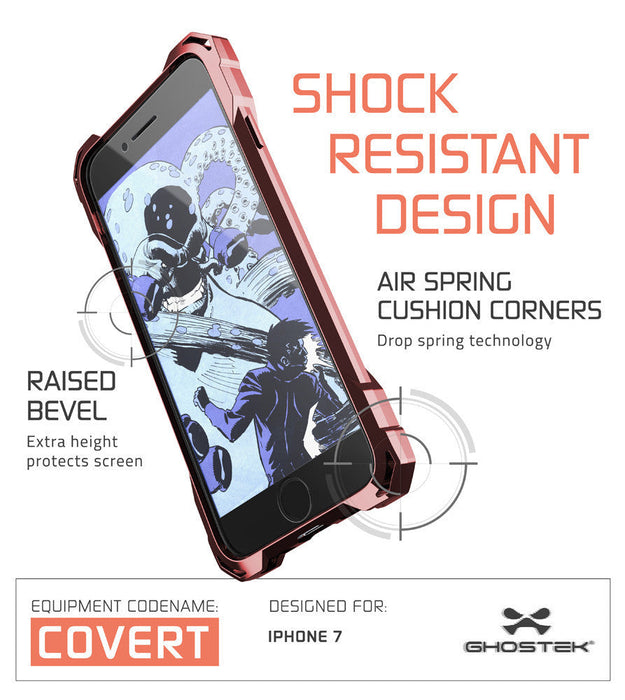 iPhone 7 Plus Case, Ghostek® Covert Rose Pink, Premium Impact Protective Armor | Warranty (Color in image: gold)