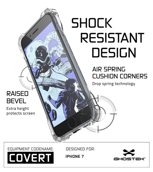 iPhone 7 Plus Case, Ghostek® Covert Clear, Premium Impact Protective Armor | Warranty (Color in image: gold)
