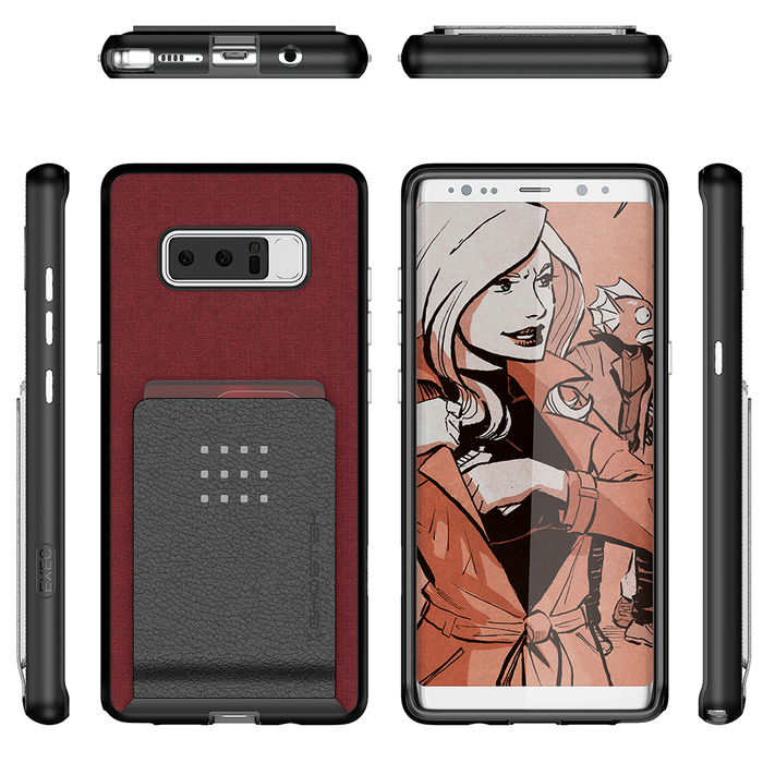Galaxy Note 8 Case, Ghostek Exec 2 Slim Hybrid Impact Wallet Case for Samsung Galaxy Note 8 Armor | Red (Color in image: Brown)