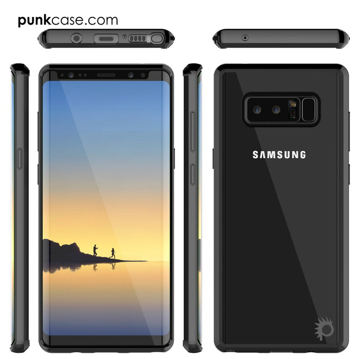 Galaxy Note 8 Case, PUNKcase [LUCID 2.0 Series] [Slim Fit] [Clear Back] Armor Cover w/Integrated Anti-Shock System & Screen Protector [Black] (Color in image: Pink)