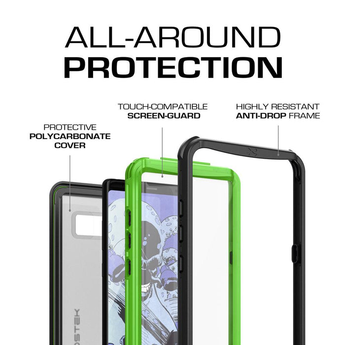 Galaxy Note 8, Ghostek Nautical Series Waterproof Case for Samsung Galaxy Note 8 Heavy Duty | Green 