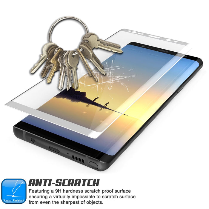 Galaxy Note 9 White Punkcase Glass SHIELD Tempered Glass Screen Protector 0.33mm Thick 9H Glass (Color in image: Gold)