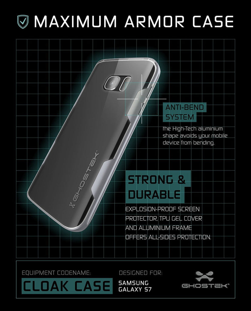 Galaxy S7 Case, Ghostek Cloak Series Silver  Slim Premium Protective Hybrid Impact Glass Armor (Color in image: pink)