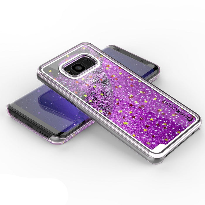 Galaxy S8 Plus Case, Punkcase [Liquid Series] Protective Dual Layer Floating Glitter Cover + PunkShield Screen Protector for Samsung S8 [Purple] (Color in image: Gold)