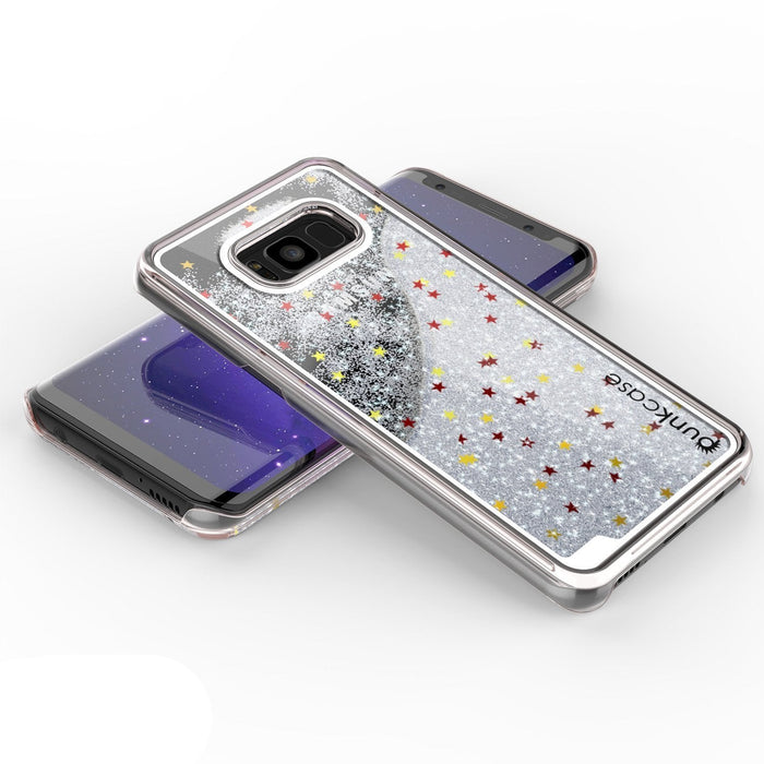 Galaxy S8 Plus Case, Punkcase [Liquid Series] Protective Dual Layer Floating Glitter Cover + PunkShield Screen Protector for Samsung S8 [Silver] (Color in image: Pink)