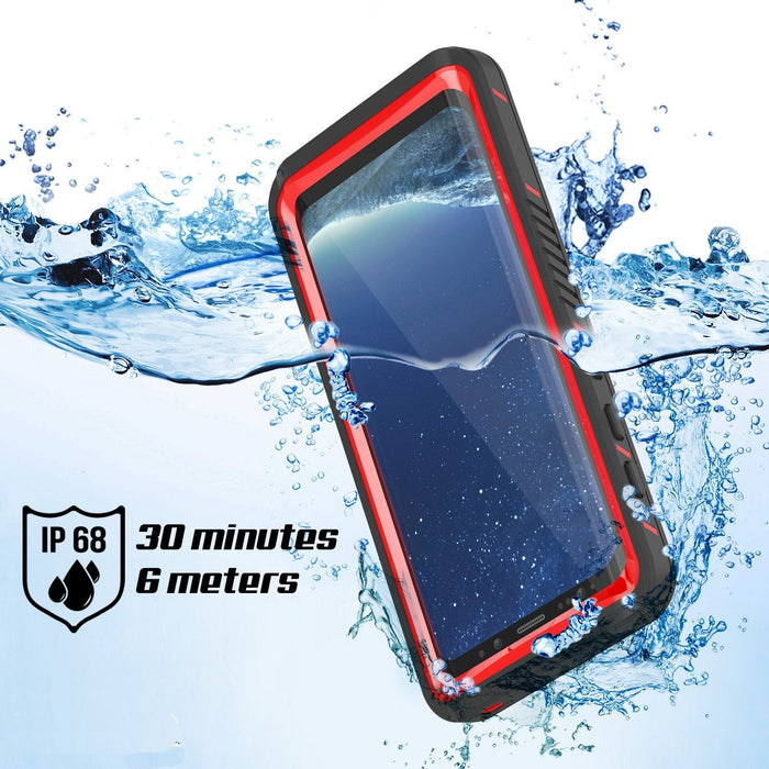 Galaxy S8 Waterproof Case, Punkcase [Extreme Series] [Slim Fit] [IP68 Certified] [Shockproof] [Snowproof] [Dirproof] Armor Cover W/ Built In Screen Protector for Samsung Galaxy S8 [Red] (Color in image: White)