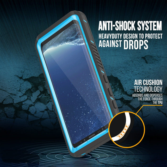 Galaxy S8 Waterproof Case, Punkcase [Extreme Series] [Slim Fit] [IP68 Certified] [Shockproof] [Snowproof] [Dirproof] Armor Cover [Light Blue] (Color in image: White)