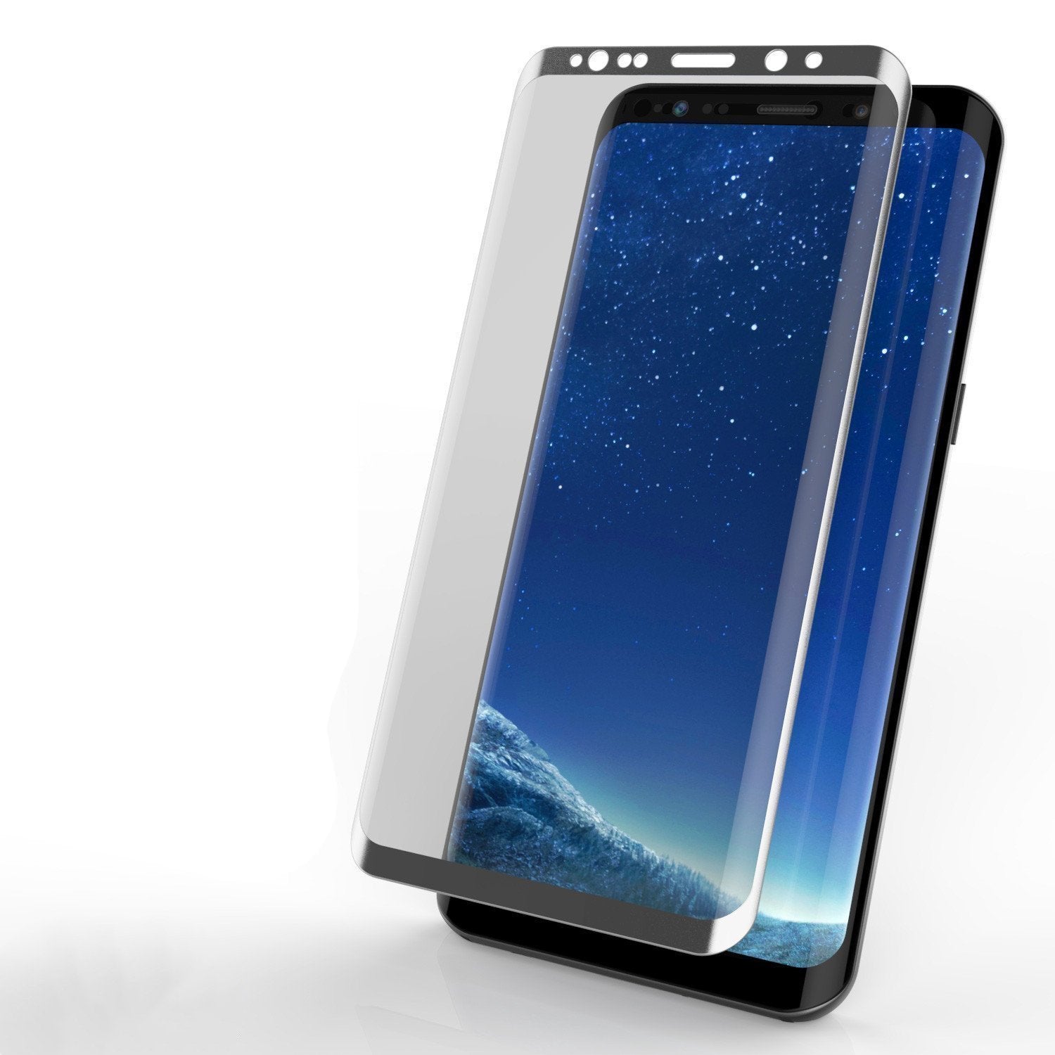 Galaxy S21  Silver Punkcase Glass SHIELD Tempered Glass Screen Protector 0.33mm Thick 9H Glass (Color in image: Silver)