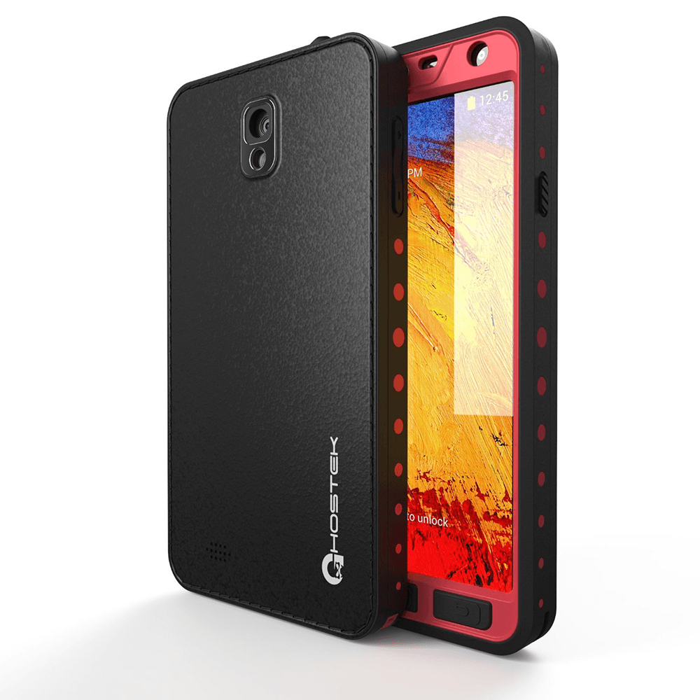 ghostek-atomic-samsung-galaxy-note-3-pink-waterproof-case-w-attached-screen-protector-lifetime-warranty-slim-fitted-waterproof-shock-proof-dust-proof-dirt-proof-snow-proof-hard-shell-iii-n900-n9000-n9002-n9005-n9009-ghocas95 (Color in image: pink)