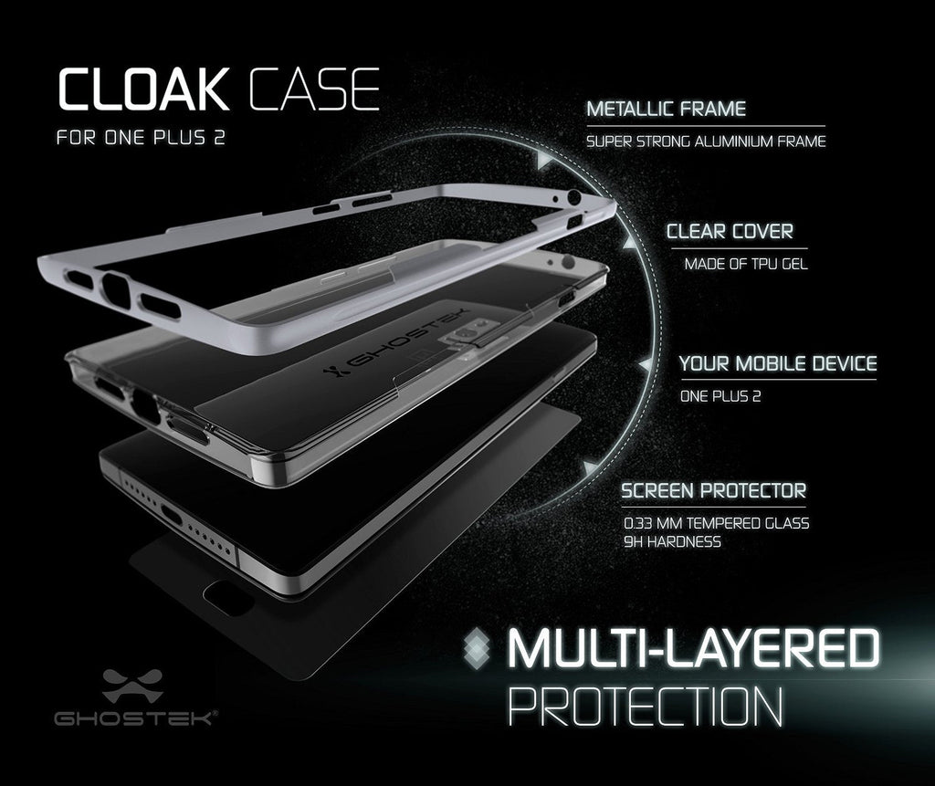 OnePlus 2 Case, Ghostek® Cloak Silver Series for OnePlus 2 Slim Hybrid | Lifetime Warranty Exchange (Color in image: gold)