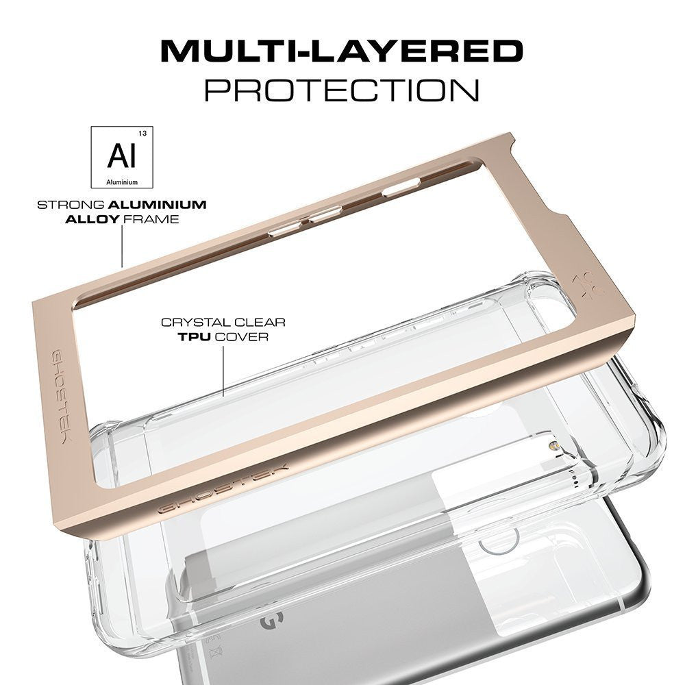Google Pixel Case, Ghostek® Cloak 2.0 Black w/ ExplosionProof Screen Protector | Aluminum Frame (Color in image: Red)